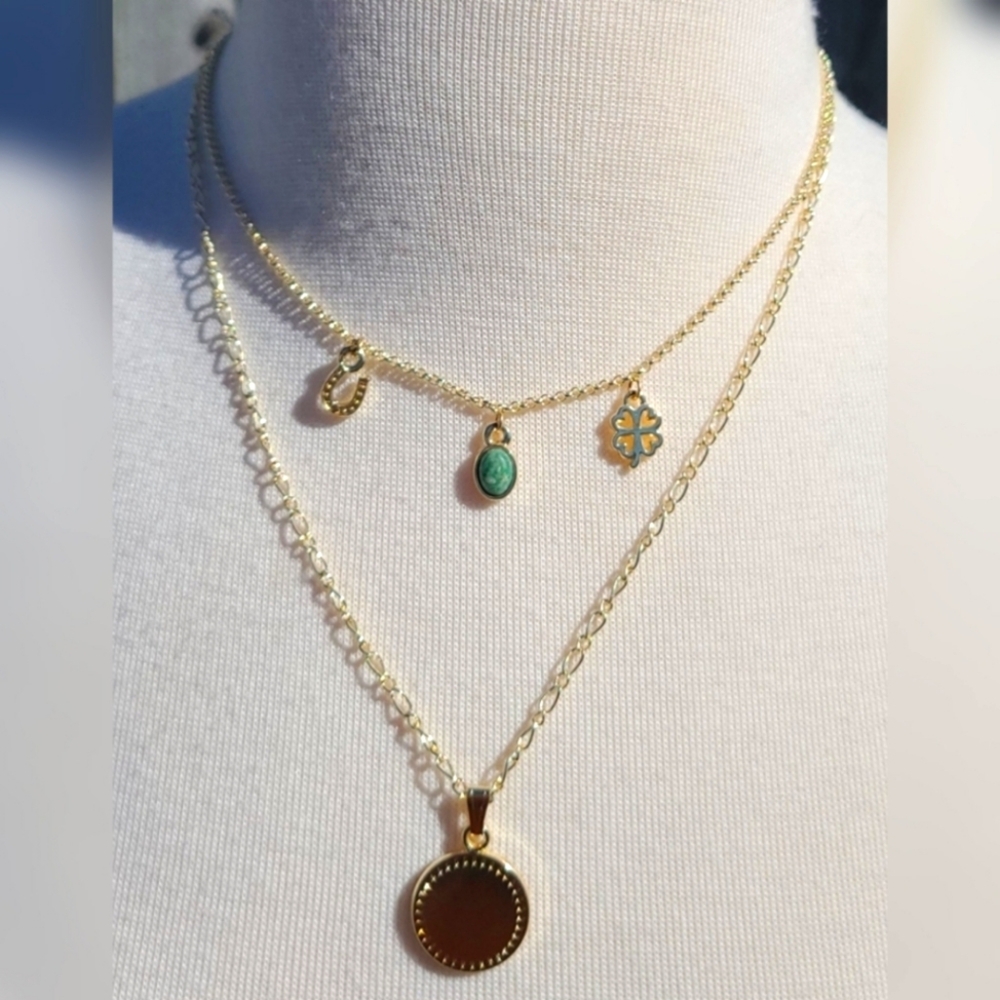 Alex and Ani Engraveable Luck + Prosperity Multi-Charm Layered Necklace